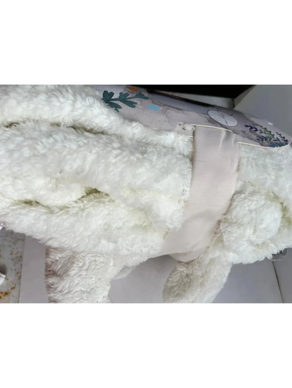 Plush Hug Me  Bear and Blanket 2 Piece Gift Set with 50” X 60”Throw White Soft